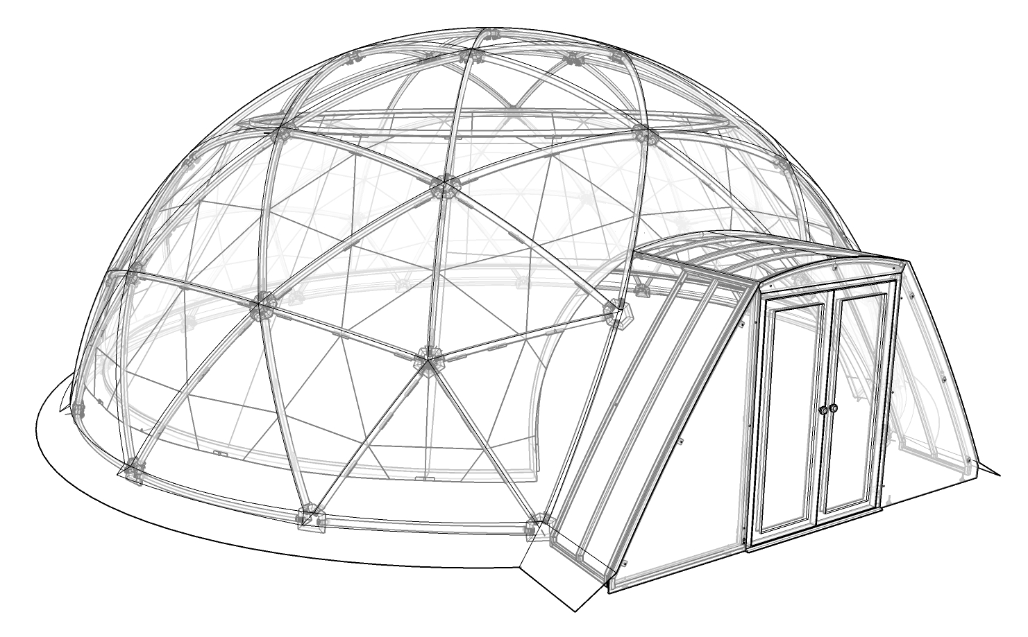 9m igloo dome sketch diagram