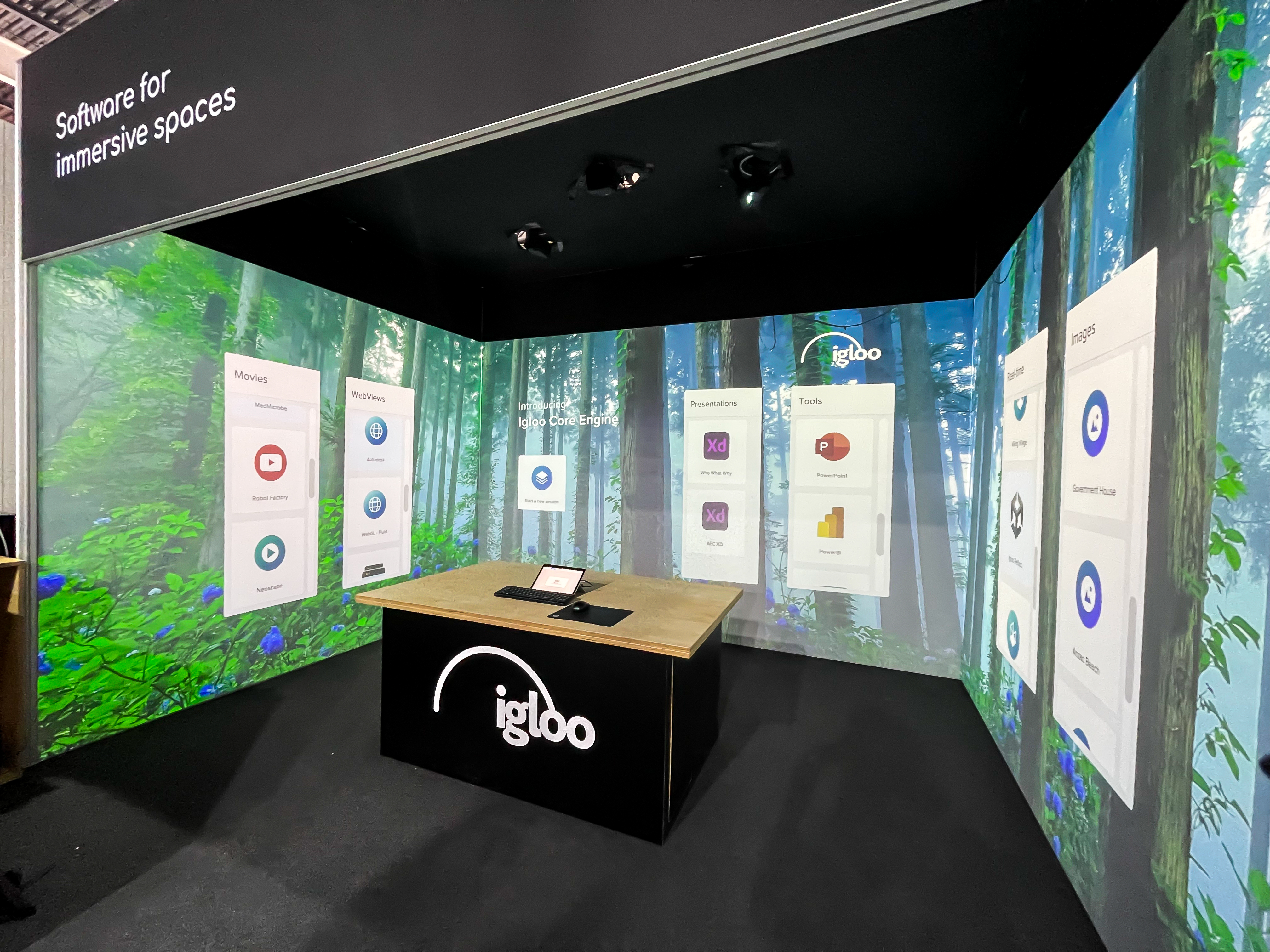 Igloo desk and demo set up at ISE