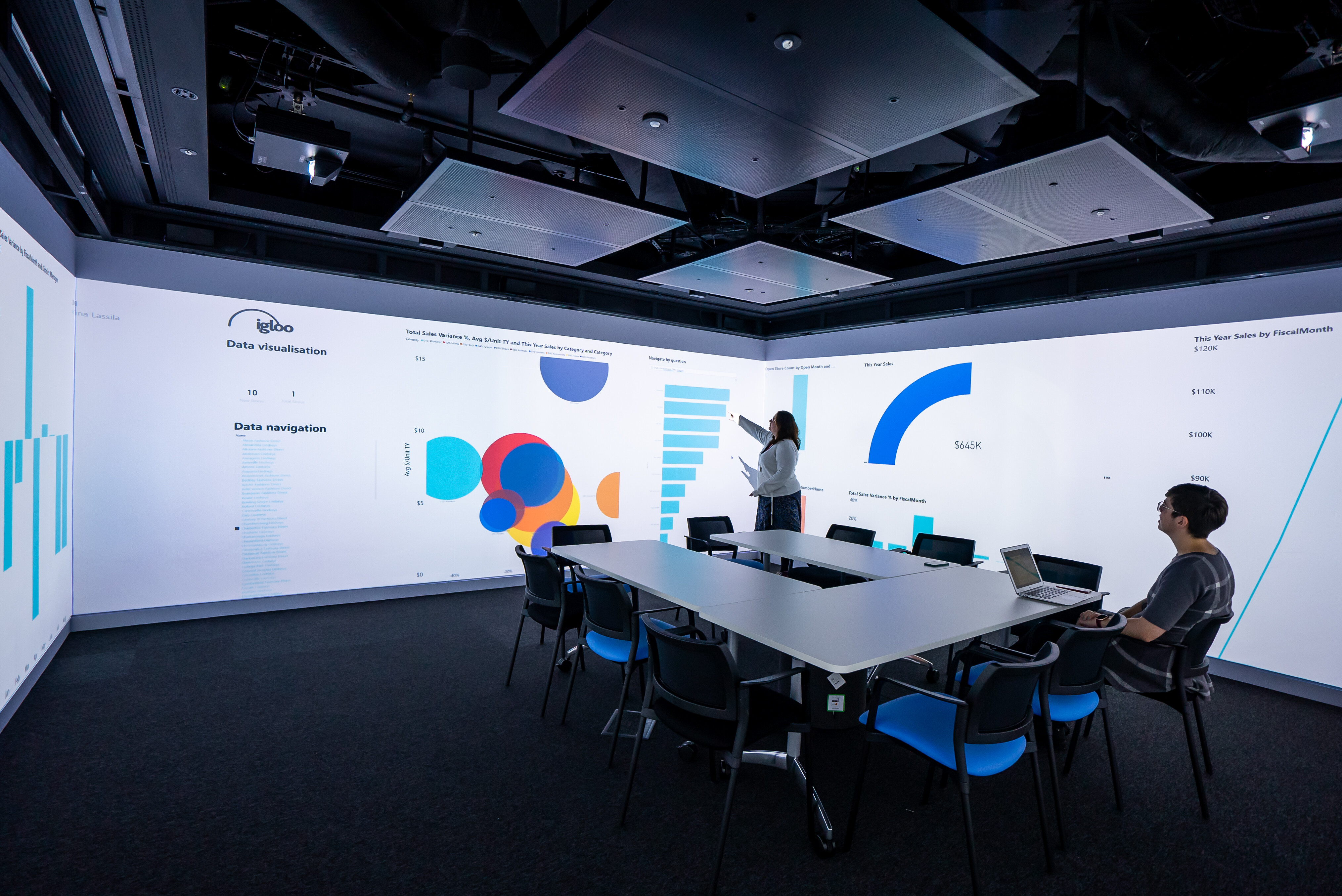 Business meeting room using Igloo immersive meeting space