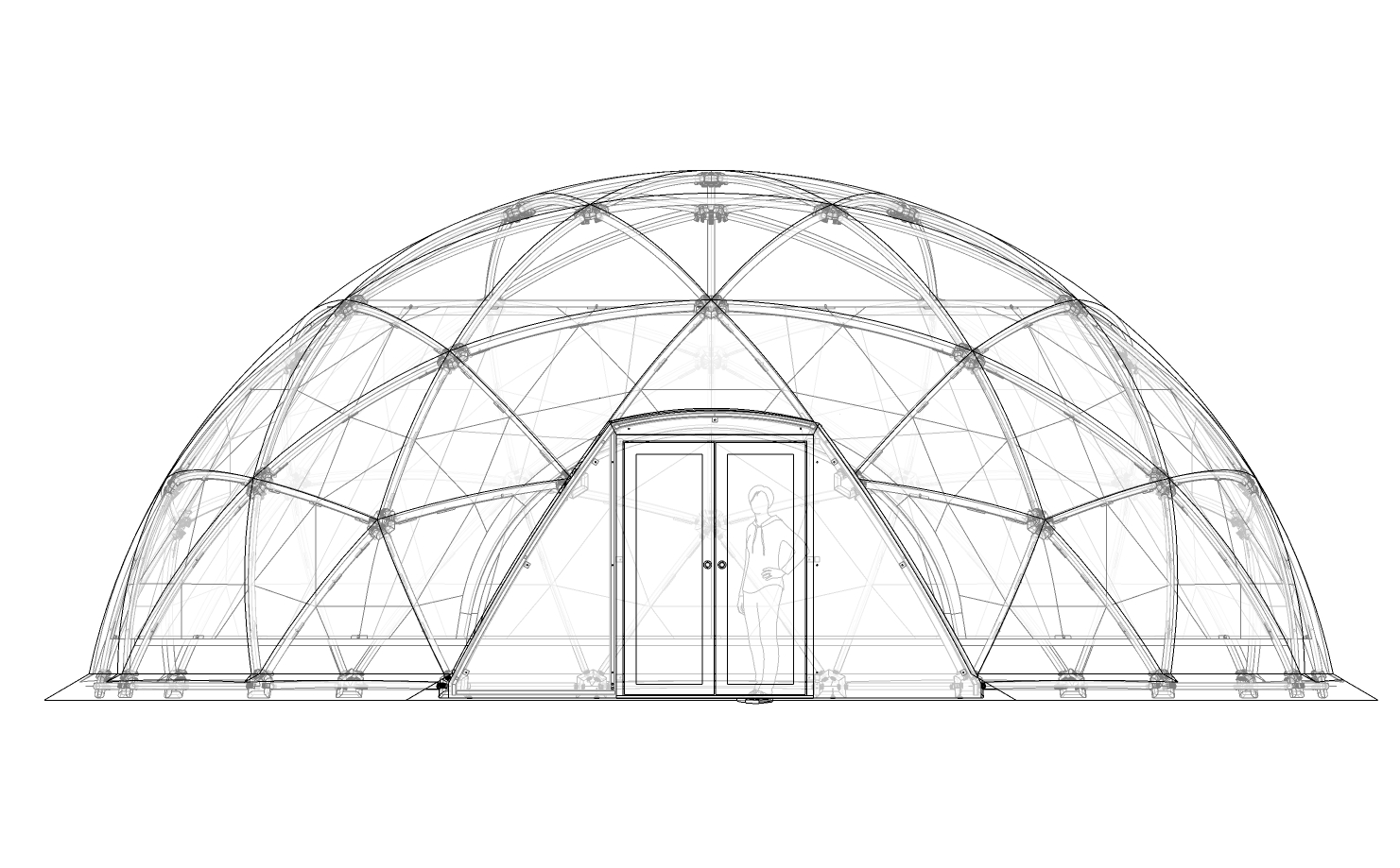 flat diagram of the front of an igloo dome
