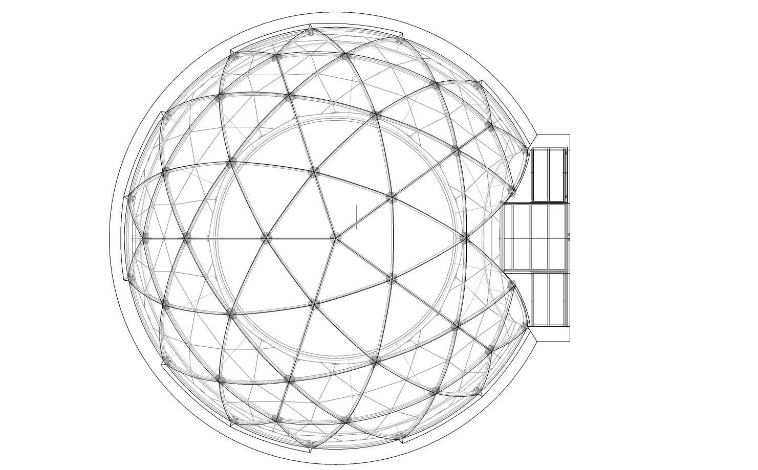 flat diagram of the top of an igloo dome