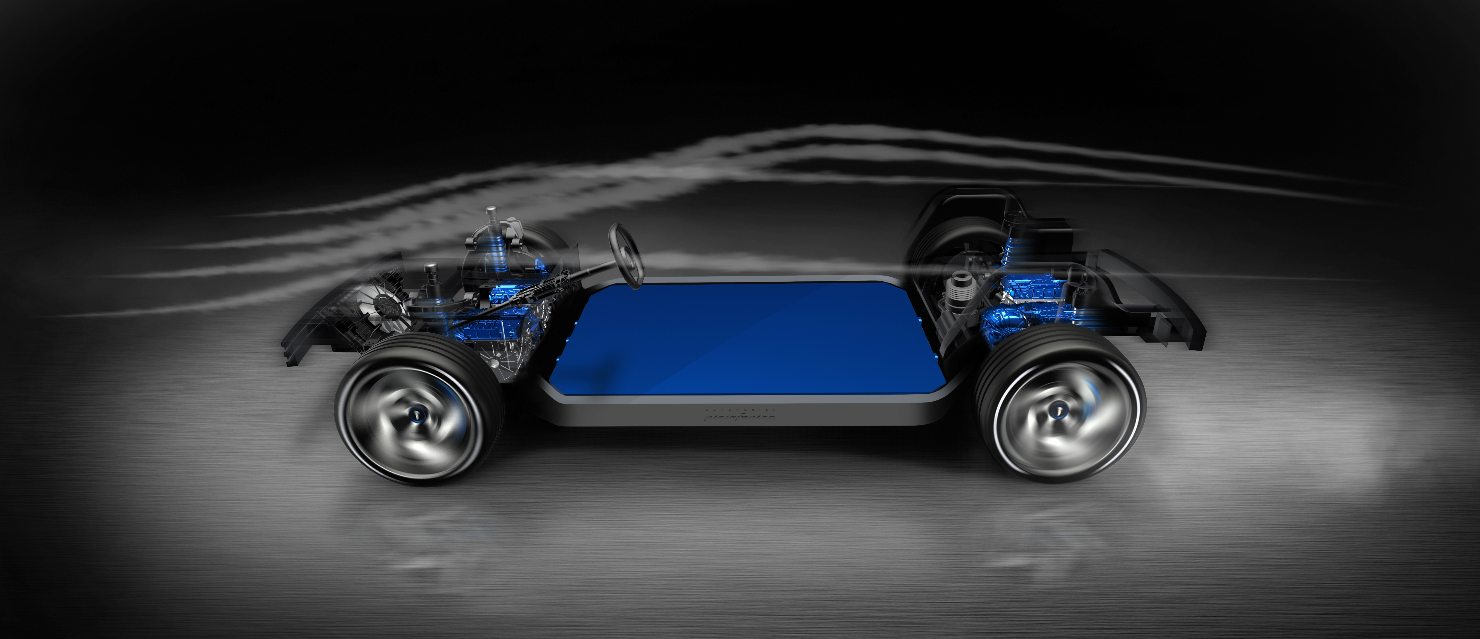 computer generated image of a chassis of a car