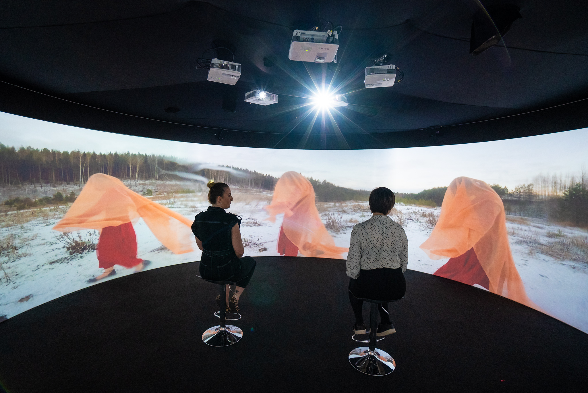 Two university students looking at Igloo screen