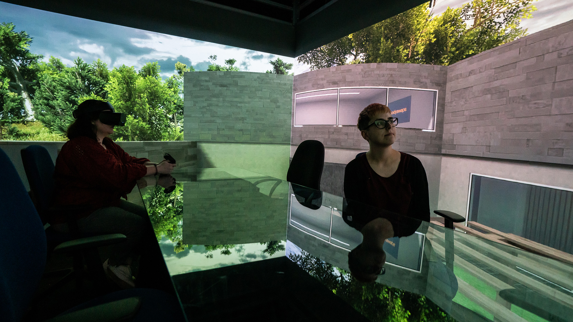 people in vr in an igloo room