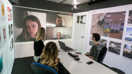 video call in an igloo room