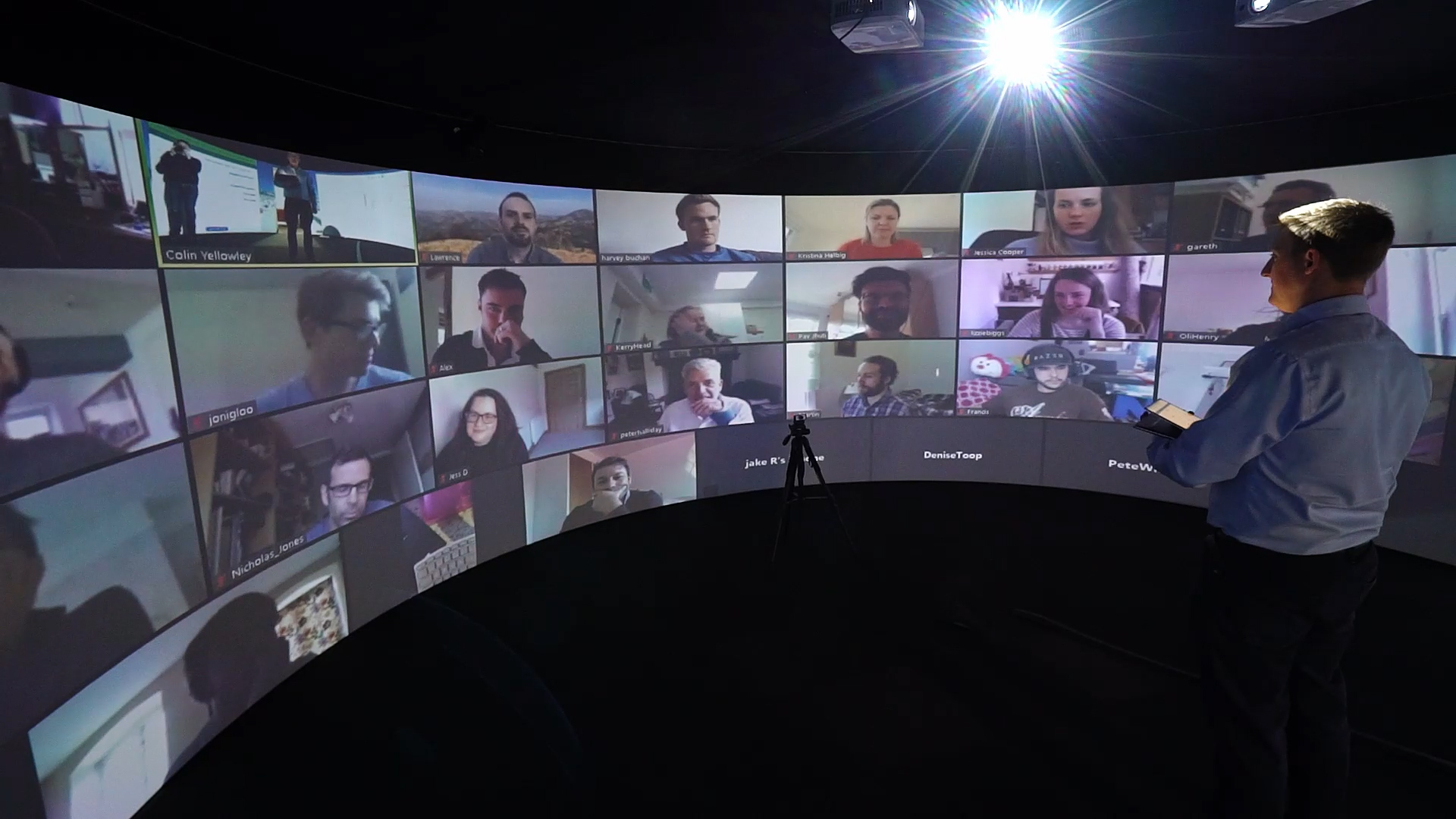 Man having zoom meeting using Igloo technology