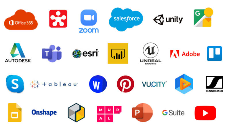 range of colorful logos on white background