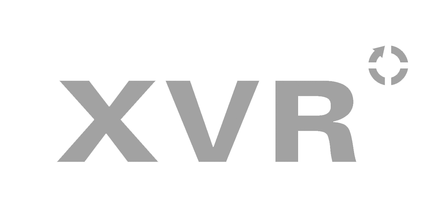 Logo for XVR grey writing white background